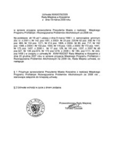Uchwała Rady Miejskiej w Koszalinie nr XXXII/376/2009