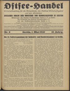 Ostsee-Handel : Wirtschaftszeitschrift für der Wirtschaftsgebiet des Gaues Pommern und der Ostsee und Südostländer. Jg. 12, 1932 Nr. 9