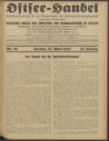 Ostsee-Handel : Wirtschaftszeitschrift f&uuml;r der Wirtschaftsgebiet des Gaues Pommern und der Ostsee und S&uuml;dostl&auml;nder. Jg. 12, 1932 Nr. 10