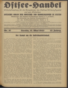 Ostsee-Handel : Wirtschaftszeitschrift für der Wirtschaftsgebiet des Gaues Pommern und der Ostsee und Südostländer. Jg. 12, 1932 Nr. 10
