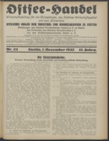 Ostsee-Handel : Wirtschaftszeitschrift für der Wirtschaftsgebiet des Gaues Pommern und der Ostsee und Südostländer. Jg. 12, 1932 Nr. 23