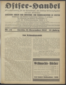 Ostsee-Handel : Wirtschaftszeitschrift für der Wirtschaftsgebiet des Gaues Pommern und der Ostsee und Südostländer. Jg. 12, 1932 Nr. 24