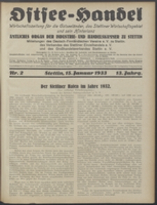 Ostsee-Handel : Wirtschaftszeitschrift für der Wirtschaftsgebiet des Gaues Pommern und der Ostsee und Südostländer. Jg. 13, 1933 Nr. 2