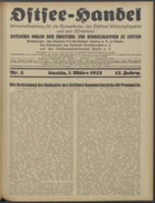 Ostsee-Handel : Wirtschaftszeitschrift f&uuml;r der Wirtschaftsgebiet des Gaues Pommern und der Ostsee und S&uuml;dostl&auml;nder. Jg. 13, 1933 Nr. 5