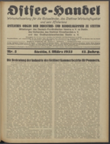 Ostsee-Handel : Wirtschaftszeitschrift für der Wirtschaftsgebiet des Gaues Pommern und der Ostsee und Südostländer. Jg. 13, 1933 Nr. 5