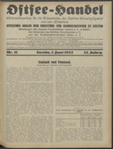 Ostsee-Handel : Wirtschaftszeitschrift für der Wirtschaftsgebiet des Gaues Pommern und der Ostsee und Südostländer. Jg. 13, 1933 Nr. 11