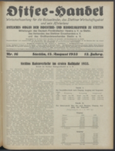 Ostsee-Handel : Wirtschaftszeitschrift f&uuml;r der Wirtschaftsgebiet des Gaues Pommern und der Ostsee und S&uuml;dostl&auml;nder. Jg. 13, 1933 Nr. 16
