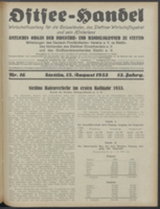 Ostsee-Handel : Wirtschaftszeitschrift für der Wirtschaftsgebiet des Gaues Pommern und der Ostsee und Südostländer. Jg. 13, 1933 Nr. 16