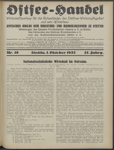 Ostsee-Handel : Wirtschaftszeitschrift für der Wirtschaftsgebiet des Gaues Pommern und der Ostsee und Südostländer. Jg. 13, 1933 Nr. 19