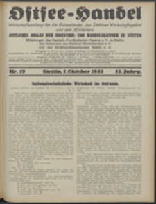 Ostsee-Handel : Wirtschaftszeitschrift für der Wirtschaftsgebiet des Gaues Pommern und der Ostsee und Südostländer. Jg. 13, 1933 Nr. 19