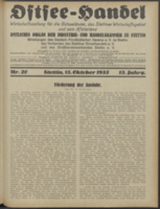 Ostsee-Handel : Wirtschaftszeitschrift für der Wirtschaftsgebiet des Gaues Pommern und der Ostsee und Südostländer. Jg. 13, 1933 Nr. 20