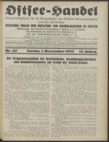 Ostsee-Handel : Wirtschaftszeitschrift für der Wirtschaftsgebiet des Gaues Pommern und der Ostsee und Südostländer. Jg. 13, 1933 Nr. 23