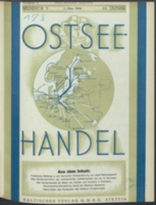 Ostsee-Handel : Wirtschaftszeitschrift für der Wirtschaftsgebiet des Gaues Pommern und der Ostsee und Südostländer Jg. 14, 1934 Nr. 5