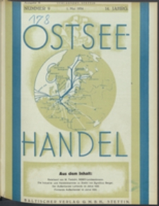 Ostsee-Handel : Wirtschaftszeitschrift f&uuml;r der Wirtschaftsgebiet des Gaues Pommern und der Ostsee und S&uuml;dostl&auml;nder Jg. 14, 1934 Nr. 9