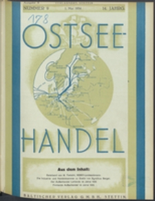 Ostsee-Handel : Wirtschaftszeitschrift für der Wirtschaftsgebiet des Gaues Pommern und der Ostsee und Südostländer Jg. 14, 1934 Nr. 9