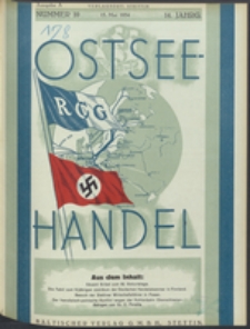 Ostsee-Handel : Wirtschaftszeitschrift für der Wirtschaftsgebiet des Gaues Pommern und der Ostsee und Südostländer Jg. 14, 1934 Nr. 10