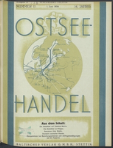 Ostsee-Handel : Wirtschaftszeitschrift für der Wirtschaftsgebiet des Gaues Pommern und der Ostsee und Südostländer Jg. 14, 1934 Nr. 11