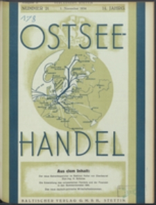 Ostsee-Handel : Wirtschaftszeitschrift für der Wirtschaftsgebiet des Gaues Pommern und der Ostsee und Südostländer Jg. 14, 1934 Nr. 21
