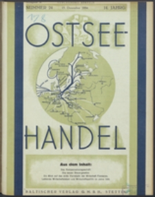 Ostsee-Handel : Wirtschaftszeitschrift für der Wirtschaftsgebiet des Gaues Pommern und der Ostsee und Südostländer Jg. 14, 1934 Nr. 24