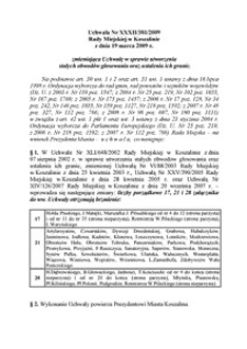 Uchwała Rady Miejskiej w Koszalinie nr XXXII/381/2009