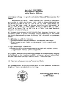 Uchwała Rady Miejskiej w Koszalinie nr XXXII/382/2009
