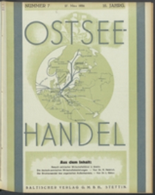 Ostsee-Handel : Wirtschaftszeitschrift für der Wirtschaftsgebiet des Gaues Pommern und der Ostsee und Südostländer. Jg. 16, 1936 Nr. 7