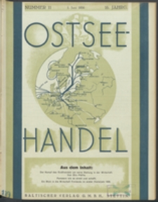 Ostsee-Handel : Wirtschaftszeitschrift f&uuml;r der Wirtschaftsgebiet des Gaues Pommern und der Ostsee und S&uuml;dostl&auml;nder. Jg. 16, 1936 Nr. 11