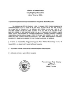 Uchwała Rady Miejskiej w Koszalinie nr XXXII/383/2009