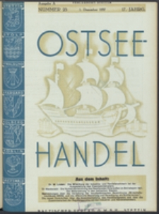 Ostsee-Handel : Wirtschaftszeitschrift für der Wirtschaftsgebiet des Gaues Pommern und der Ostsee und Südostländer. Jg. 17, 1937 Nr. 23