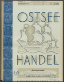 Ostsee-Handel : Wirtschaftszeitschrift für der Wirtschaftsgebiet des Gaues Pommern und der Ostsee und Südostländer. Jg. 17, 1937 Nr. 24