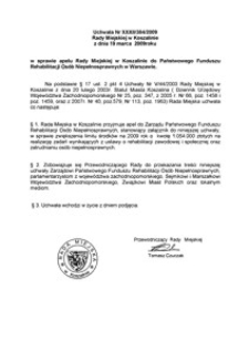 Uchwała Rady Miejskiej w Koszalinie nr XXXII/384/2009