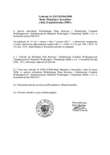 Uchwała Rady Miejskiej w Koszalinie nr XXVIII/304/2008