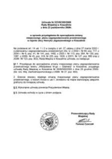 Uchwała Rady Miejskiej w Koszalinie nr XXVIII/305/2008