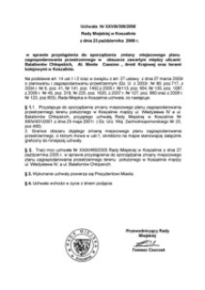 Uchwała Rady Miejskiej w Koszalinie nr XXVIII/306/2008