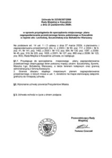 Uchwała Rady Miejskiej w Koszalinie nr XXVIII/307/2008