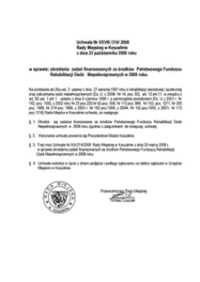 Uchwała Rady Miejskiej w Koszalinie nr XXVIII/310/2008