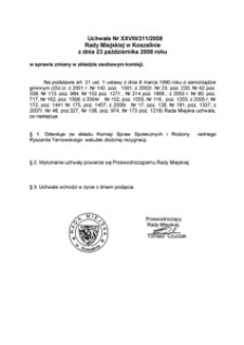 Uchwała Rady Miejskiej w Koszalinie nr XXVIII/311/2008