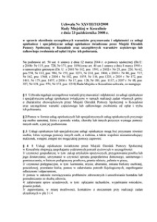 Uchwała Rady Miejskiej w Koszalinie nr XXVIII/313/2008