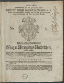 Wochentlich-Stettinische Frag- und Anzeigungs-Nachrichten. 1767 No. 1 + Anhang