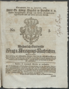 Wochentlich-Stettinische Frag- und Anzeigungs-Nachrichten. 1767 No. 3 + Anhang