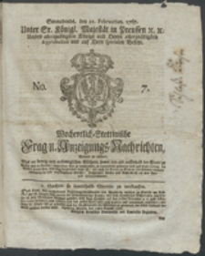 Wochentlich-Stettinische Frag- und Anzeigungs-Nachrichten. 1767 No. 7 + Anhang