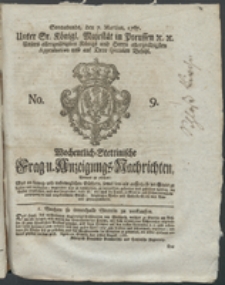 Wochentlich-Stettinische Frag- und Anzeigungs-Nachrichten. 1767 No. 9 + Anhang