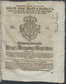Wochentlich-Stettinische Frag- und Anzeigungs-Nachrichten. 1767 No. 12 + Anhang