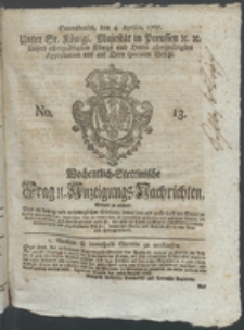 Wochentlich-Stettinische Frag- und Anzeigungs-Nachrichten. 1767 No. 13 + Anhang