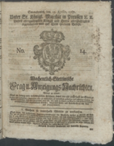 Wochentlich-Stettinische Frag- und Anzeigungs-Nachrichten. 1767 No. 14 + Anhang