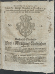Wochentlich-Stettinische Frag- und Anzeigungs-Nachrichten. 1767 No. 15 + Anhang