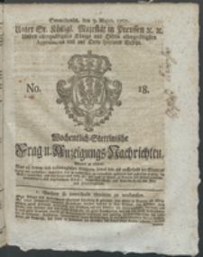 Wochentlich-Stettinische Frag- und Anzeigungs-Nachrichten. 1767 No. 18 + Anhang