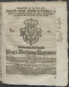 Wochentlich-Stettinische Frag- und Anzeigungs-Nachrichten. 1767 No. 20 + Anhang