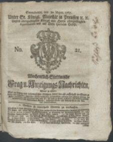 Wochentlich-Stettinische Frag- und Anzeigungs-Nachrichten. 1767 No. 21 + Anhang