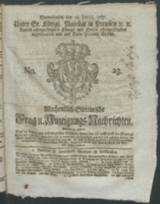 Wochentlich-Stettinische Frag- und Anzeigungs-Nachrichten. 1767 No. 23 + Anhang